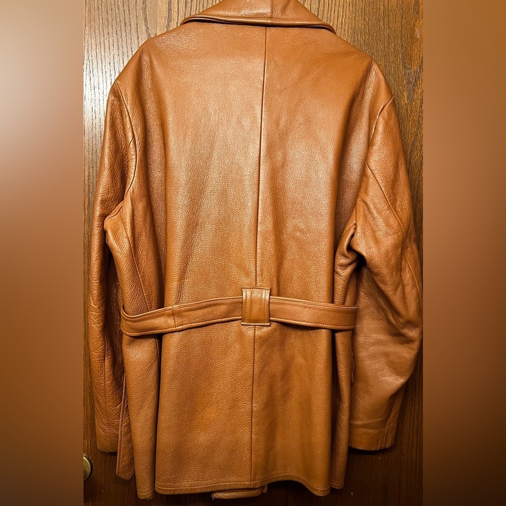 Rare! Vtg 70s Custom Coat Co Deerskin Leather Coat, belted waist Men’s 2XL - Picture 4 of 16